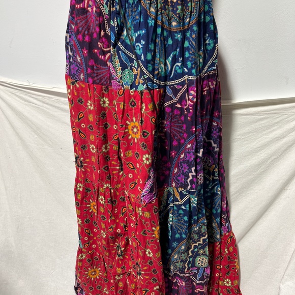 Boho Patchwork Skirt * Long Gypsy Hippie Tiered in 100% Silky Rayon * Maxi Full - Picture 4 of 6